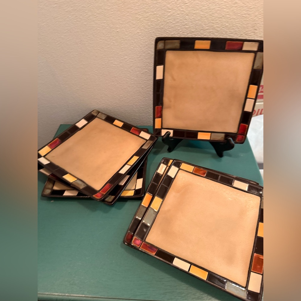 6 Home Trends Mosaic Tiles plates (salad/dessert) 7.75”